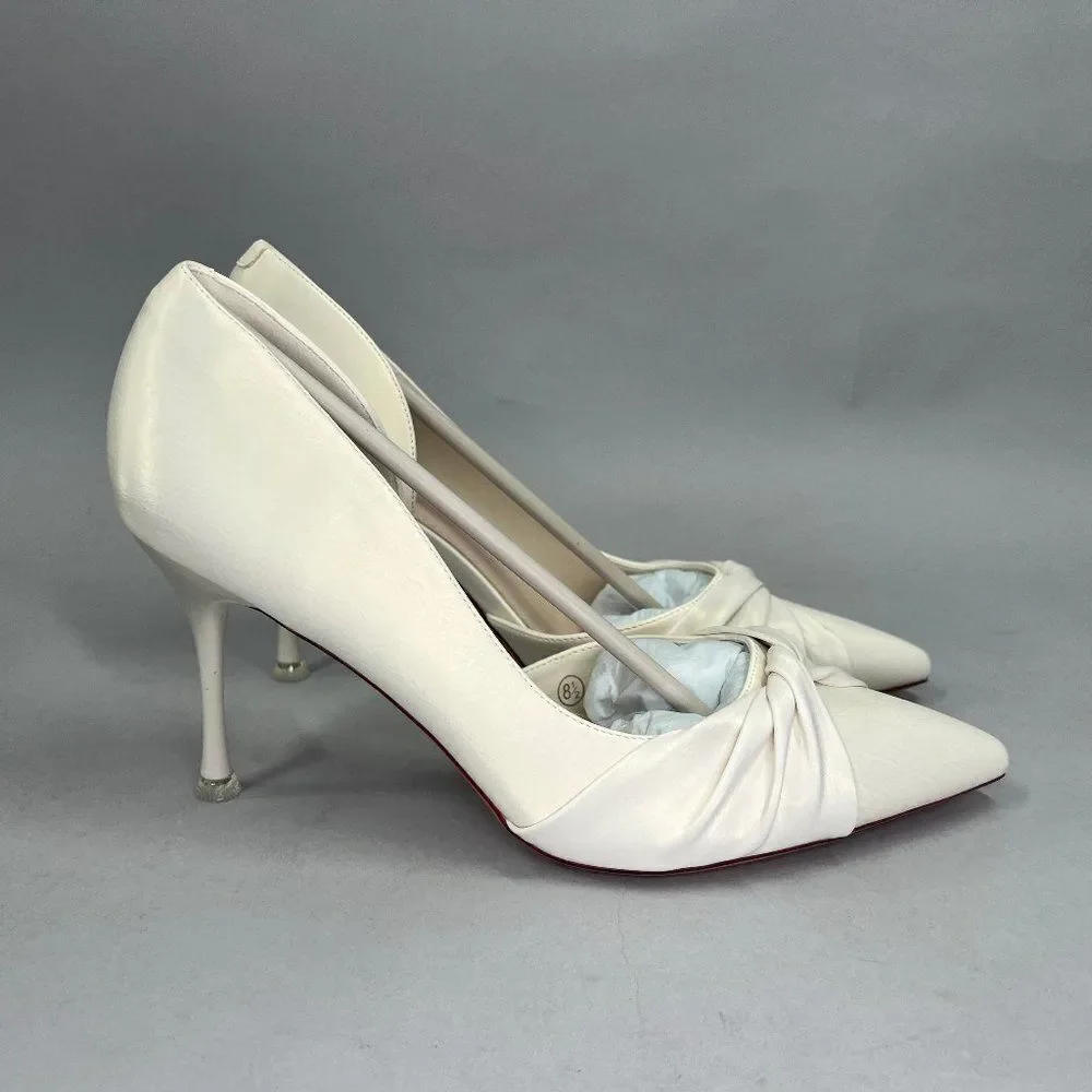 ZBY Women's Size 8.5 Off White Twist Knot Heels!‎